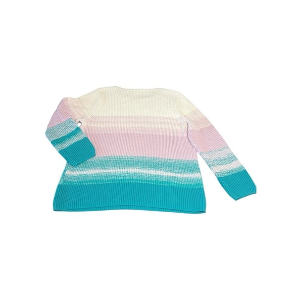 Talbots Shaker Stitch Bateau Neck Sweater Sz 2X Ombre Colorblock Cozy Comfort - Picture 2 of 6